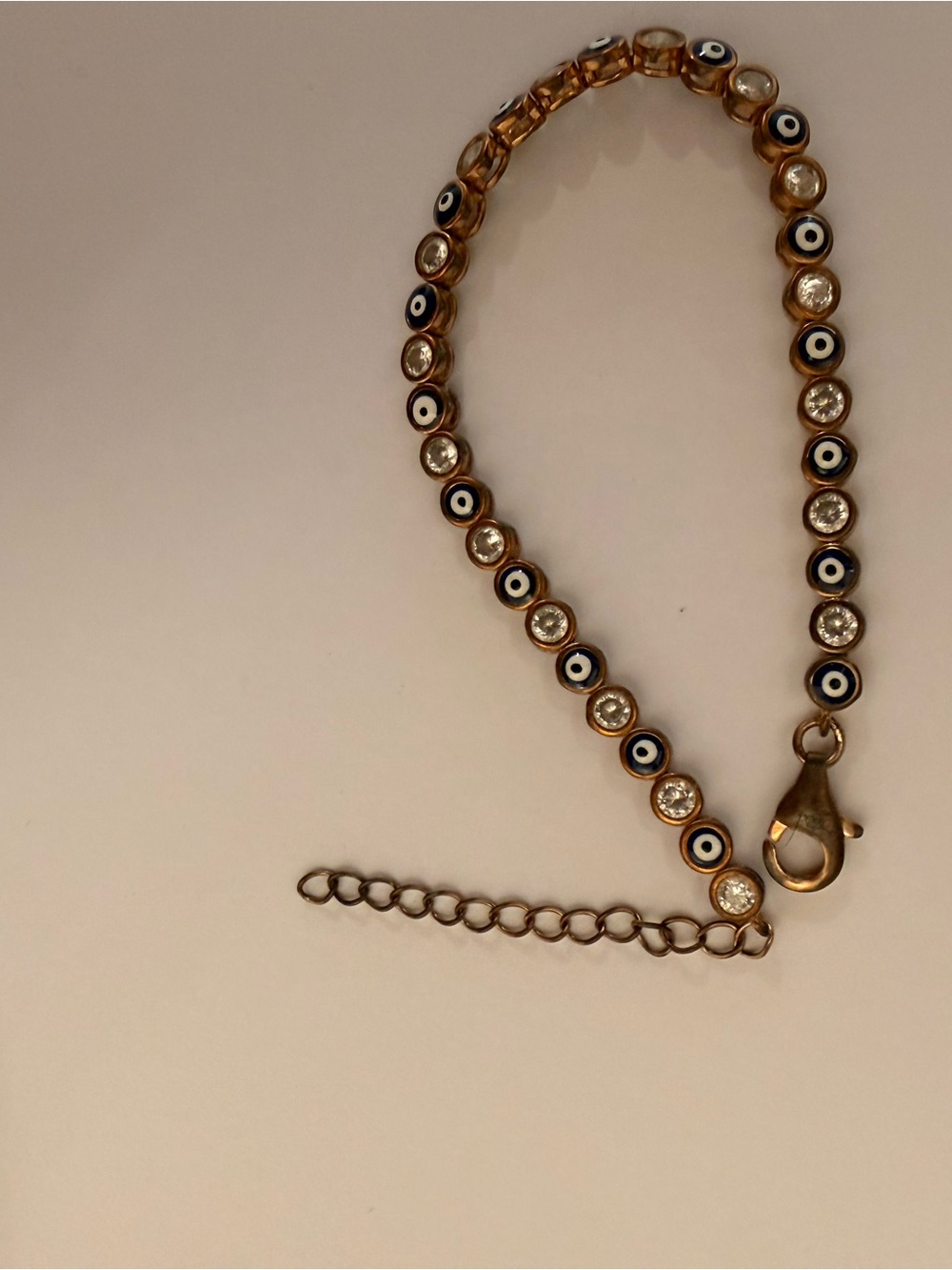 Evil Eye Crystal Station Bracelet - Gold Tone